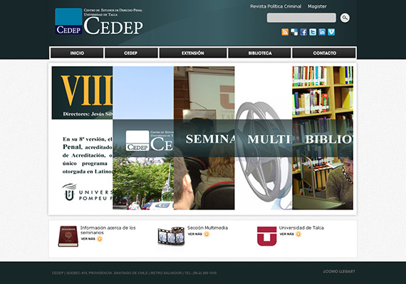 Sitio web corporativo para el Centro de Estudios de Derecho Penal de la Universidad de Talca. Diseño, armado y programación en Wordpress.